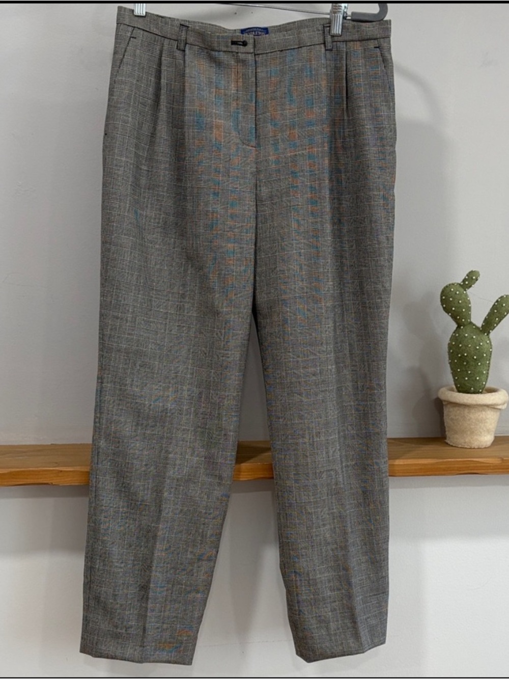 Pendleton Virgin Wool High Rise Plaid Trousers, Size 14P